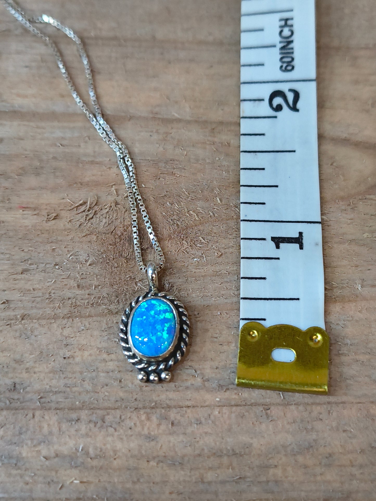 Blue Opal Pendant with 18" chain