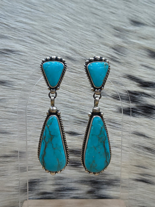 Kingman Turquoise Dangle Earrings by Elouise Kee