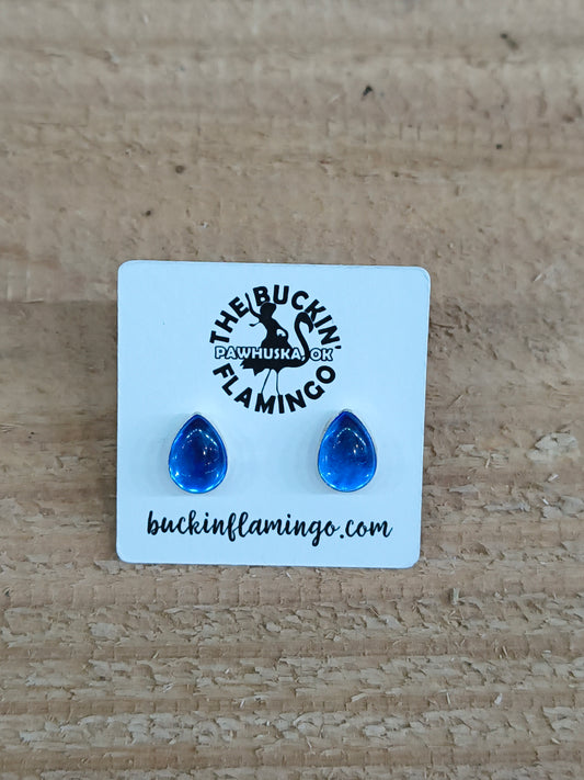 Blue Topaz Teardrop Post Earrings