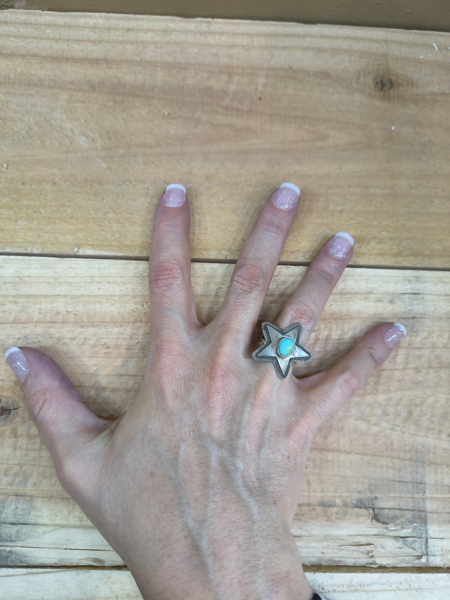 6.5 Sonoran Gold Turquoise Star Ring by Scott Skeets, Navajo
