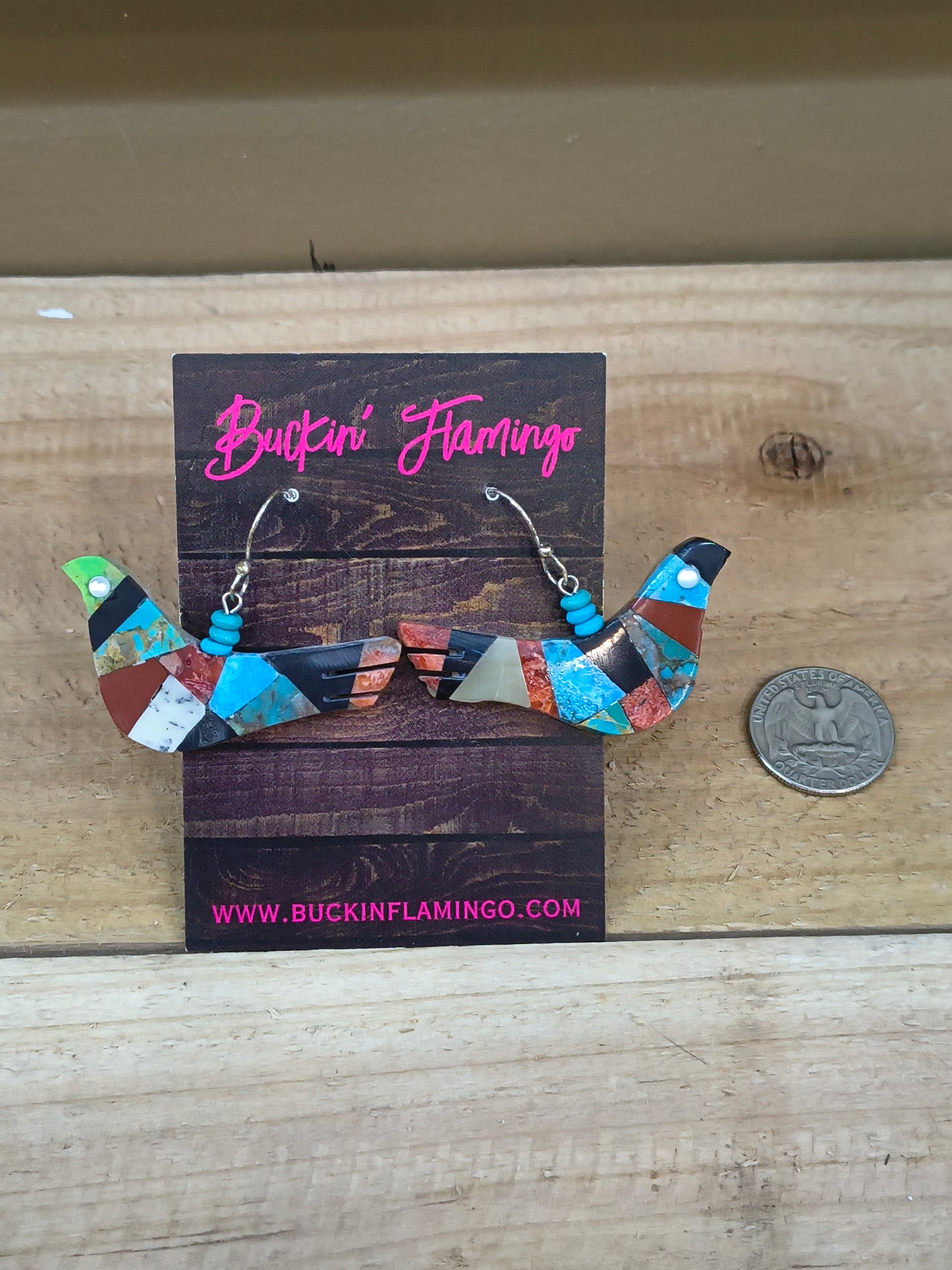 Lapidary Bird Dangle Earrings by Jolene Bird