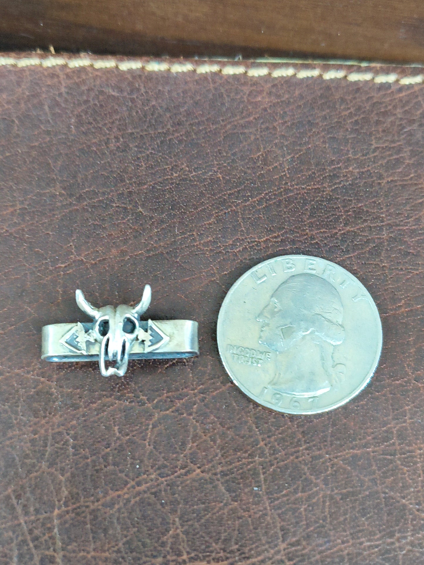20.2mm Sterling Silver Steer Head Skull Watch Charm by David Lopez, Navajo
