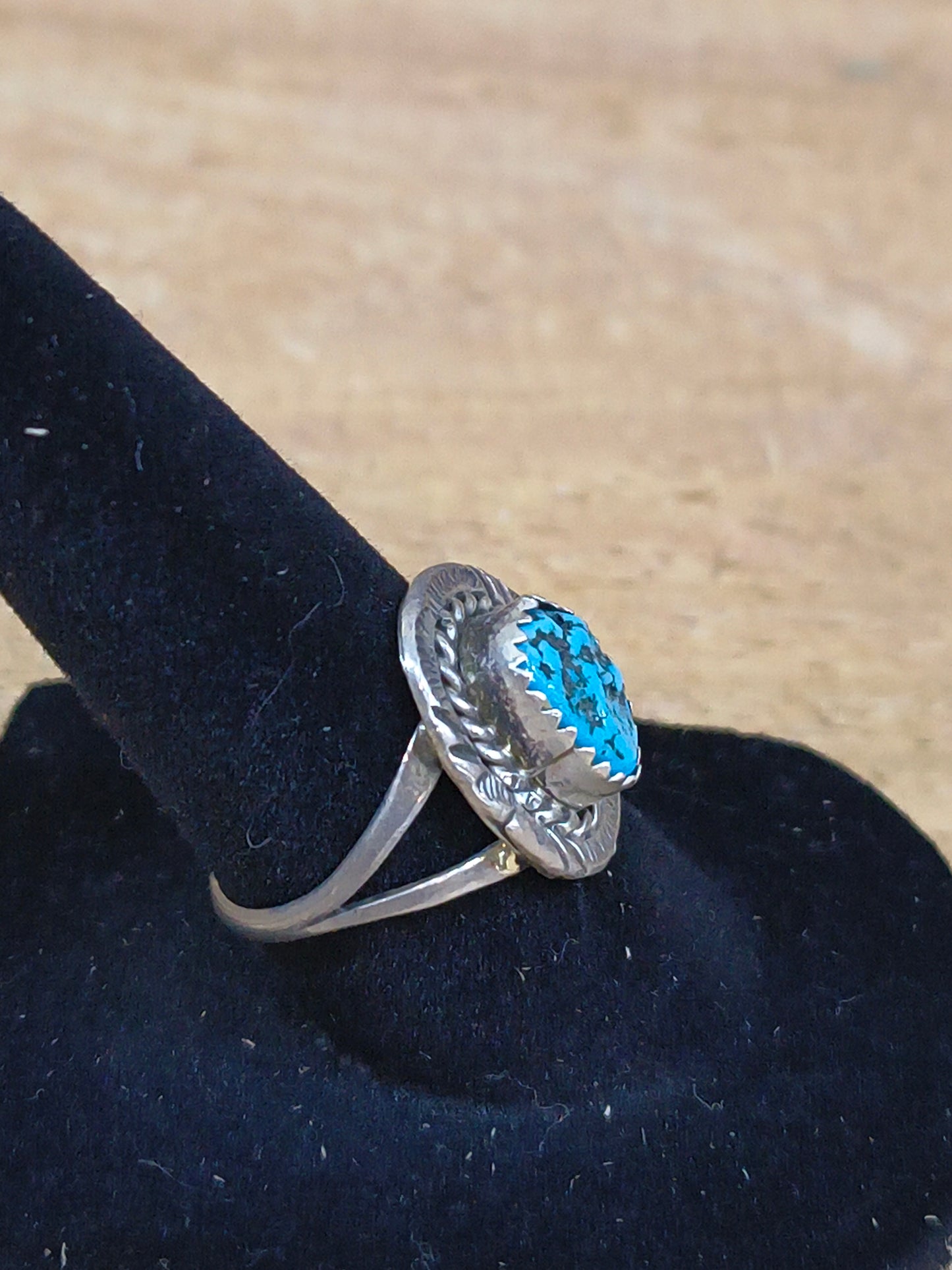 Kingman Turquoise Ring by Freda Martinez, Navajo