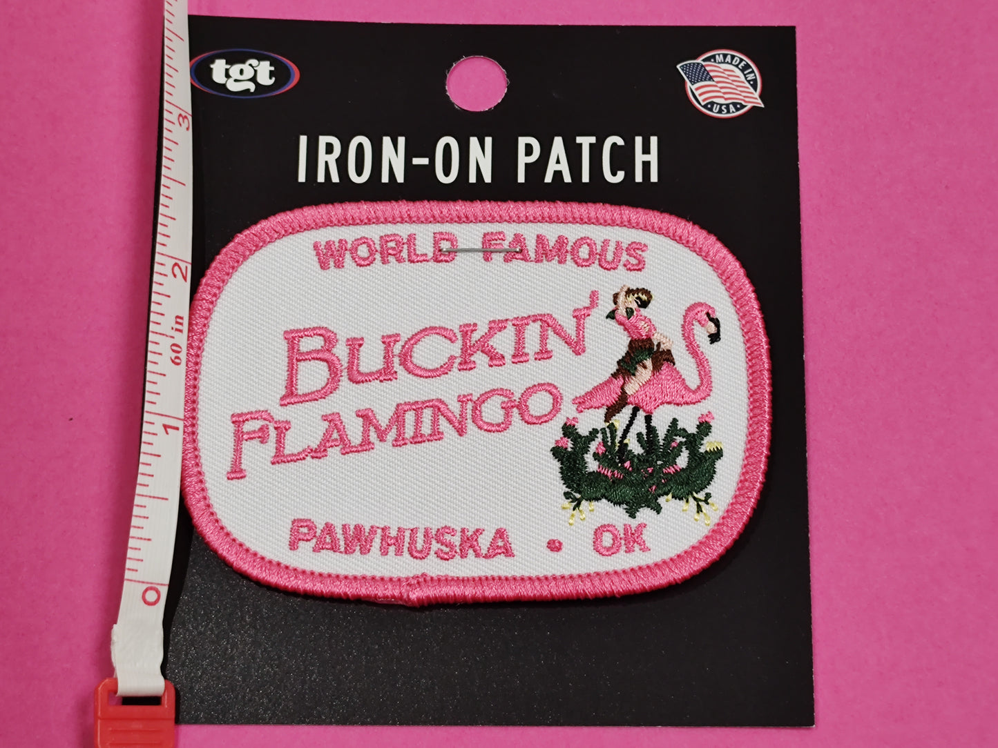 Buckin' Flamingo Iron-On Patch