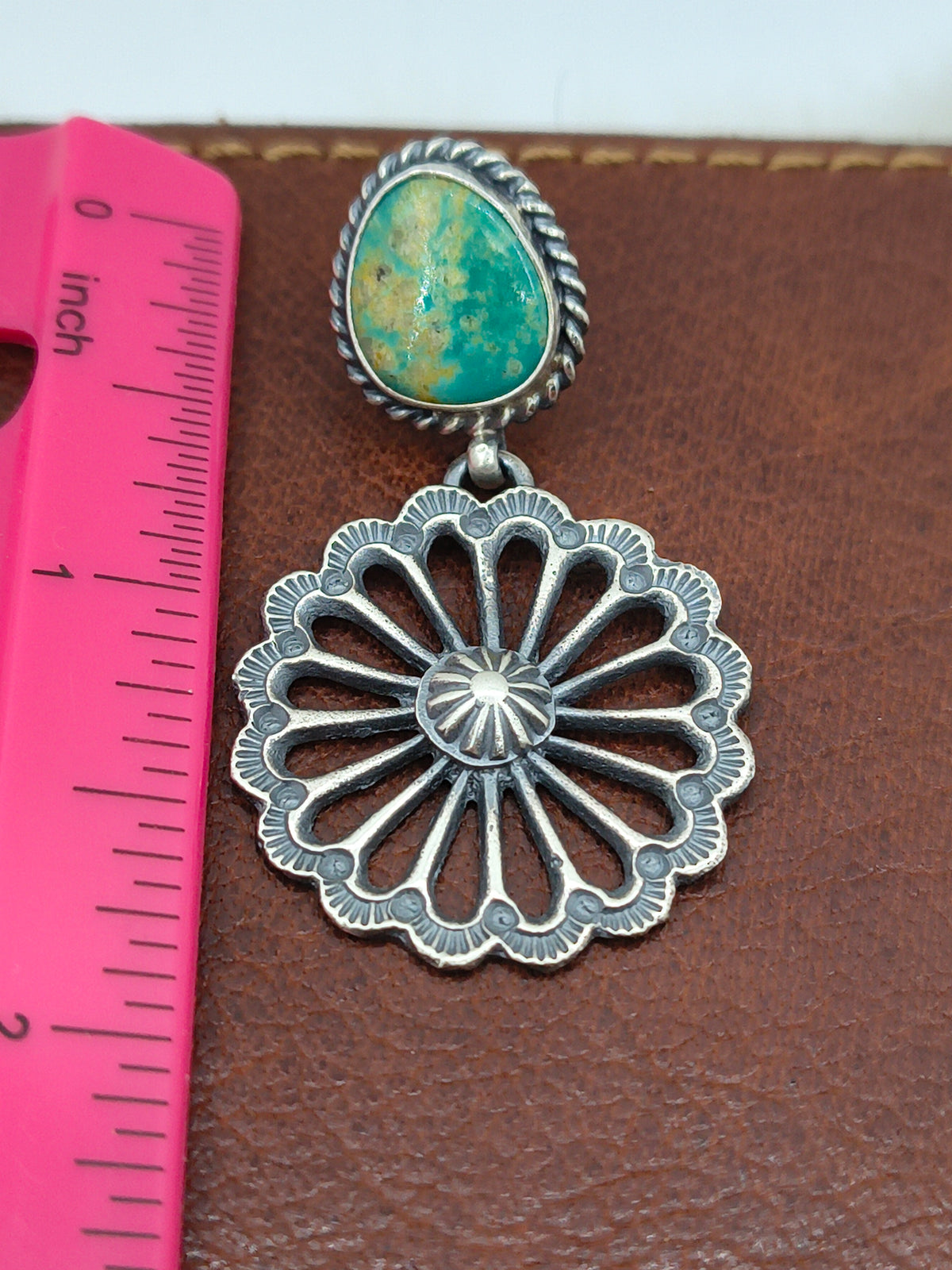 Kingman Turquoise Earrings by Kevan Bellah, Navajo