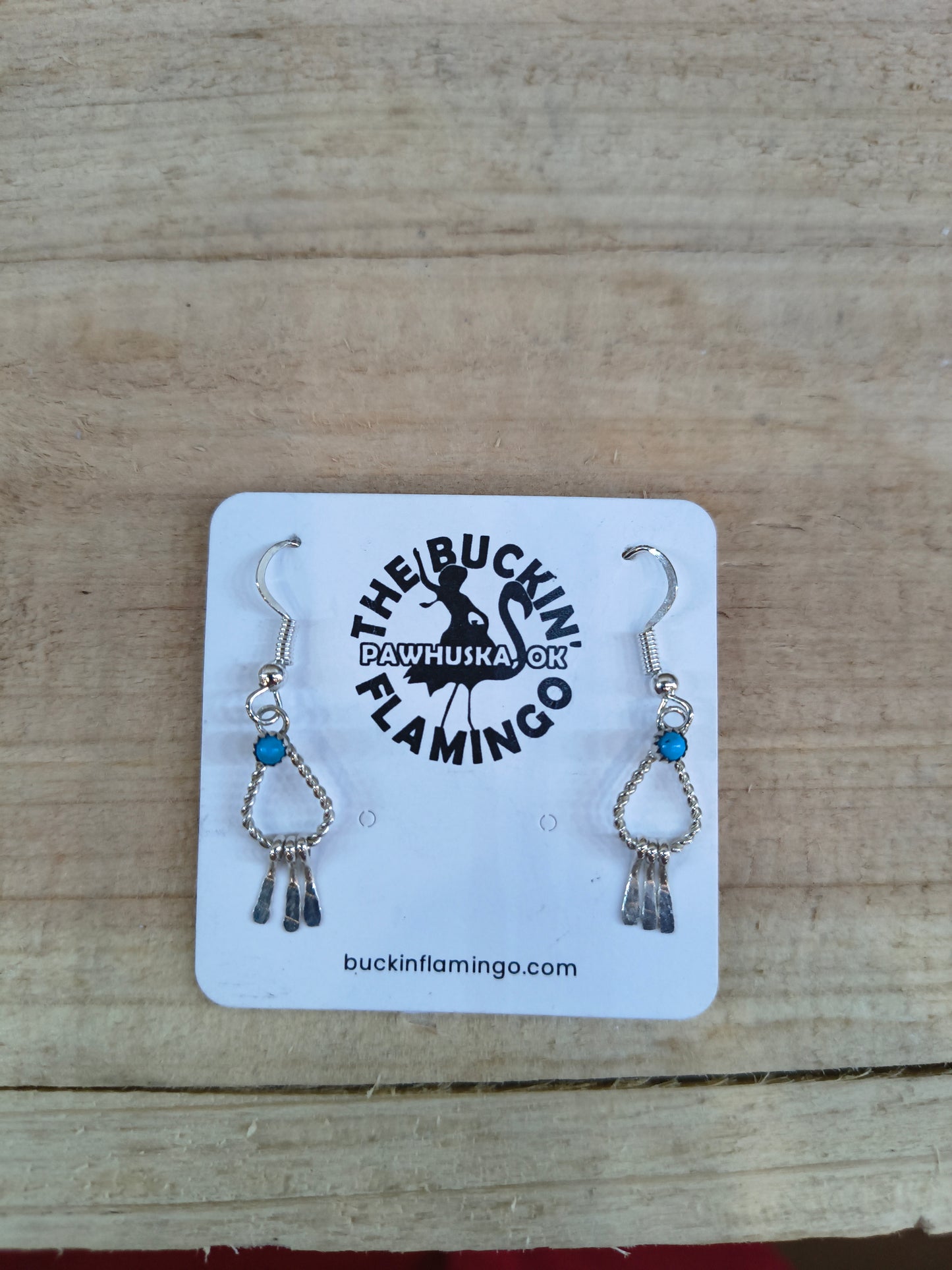 Dainty Turquoise Teardrop Fringe Dangle Earrings by Sylvia Chee, Navajo
