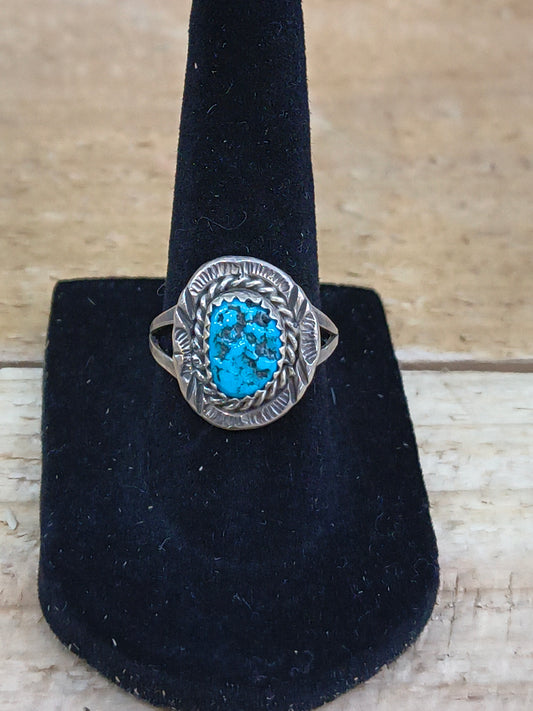 Kingman Turquoise Ring by Freda Martinez, Navajo
