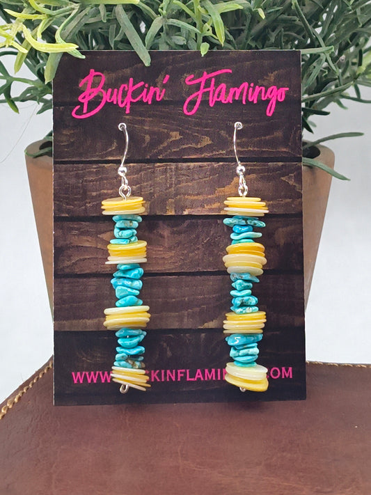 Turquoise & Shell Earrings by Marion Nez, Navajo