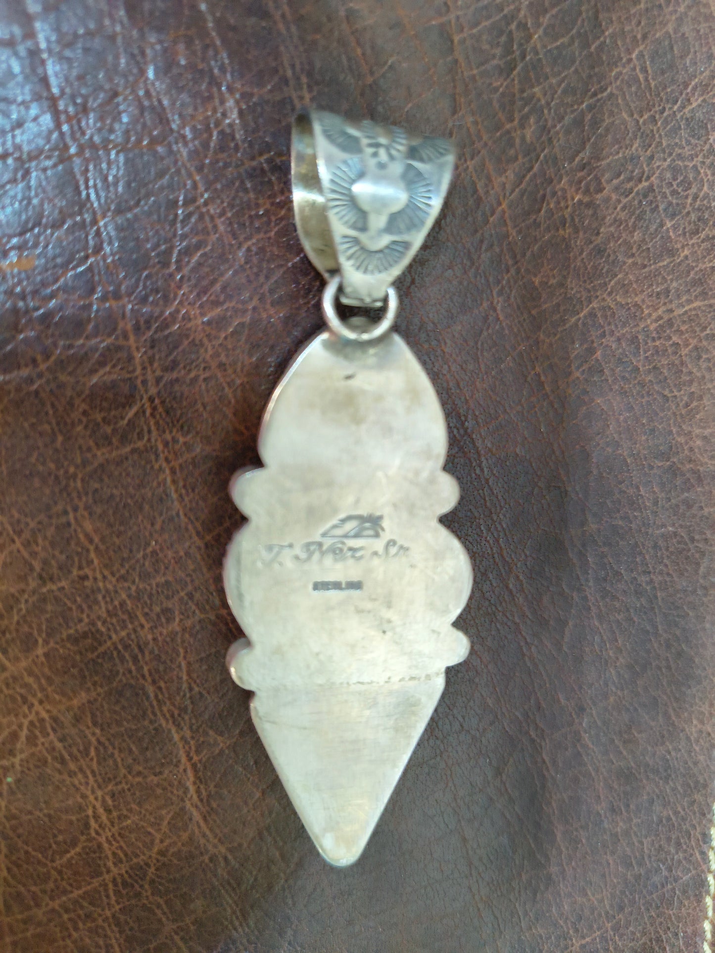 3 Stone Kingman Turquoise Pendant with a 11.7mm Bale by T. Nez, Navajo