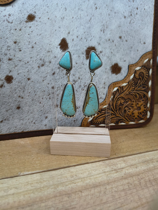 High Grade Kingman Turquoise Dangle Earrings by Judith Dixon