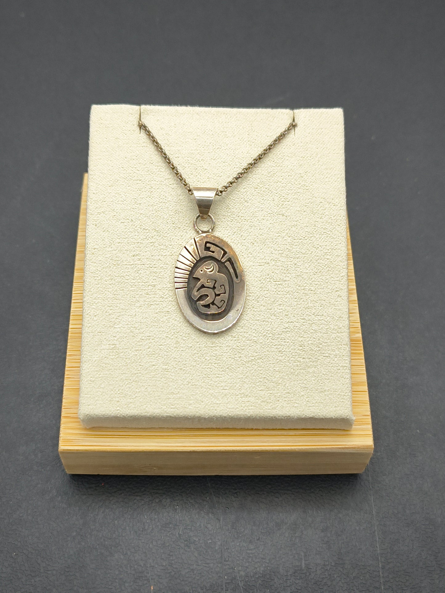 18" Sterling Silver Buffalo Necklace by Calvin Peterson, Navajo