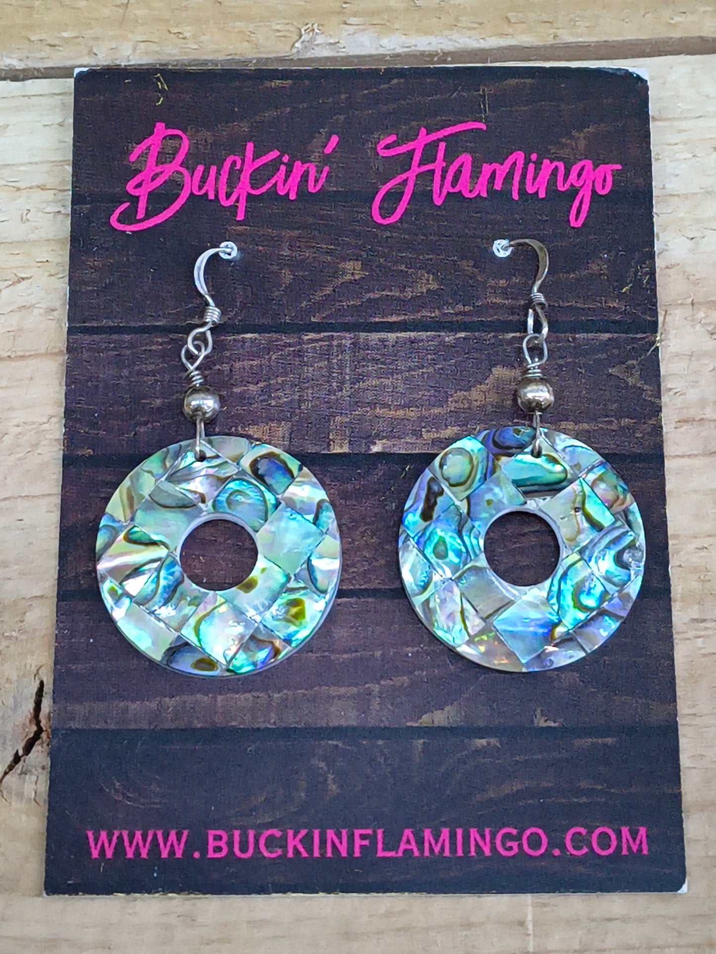 Abalone Circle Inlay Hook Earrings