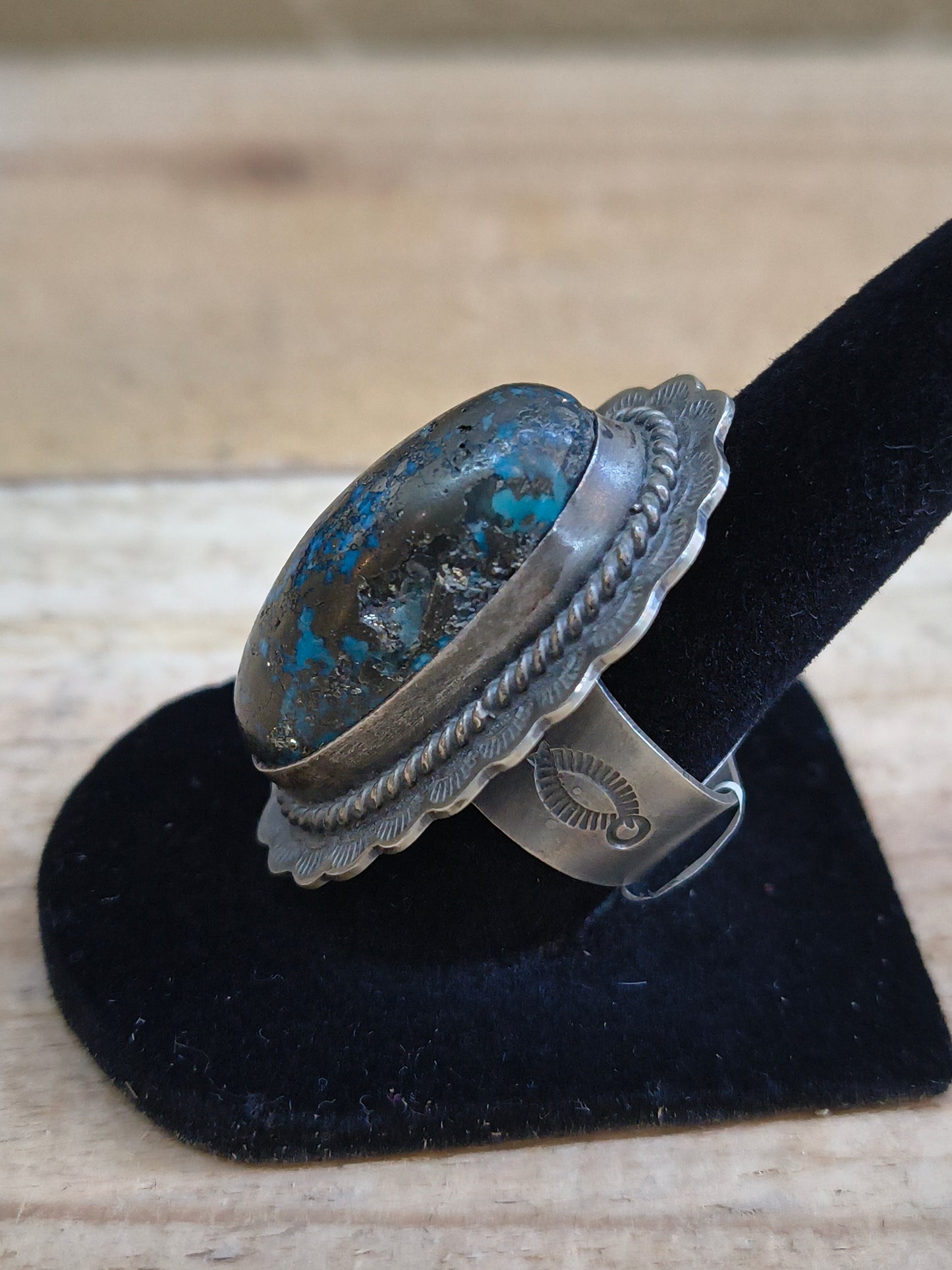 7 Persian Turquoise Ring By John Nelson, Navajo