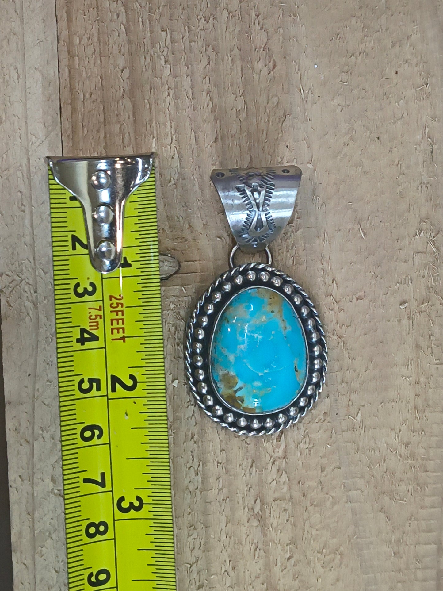Cripple Creek Turquoise Pendant 13.5mm Bail by T Nez Sr., Navajo