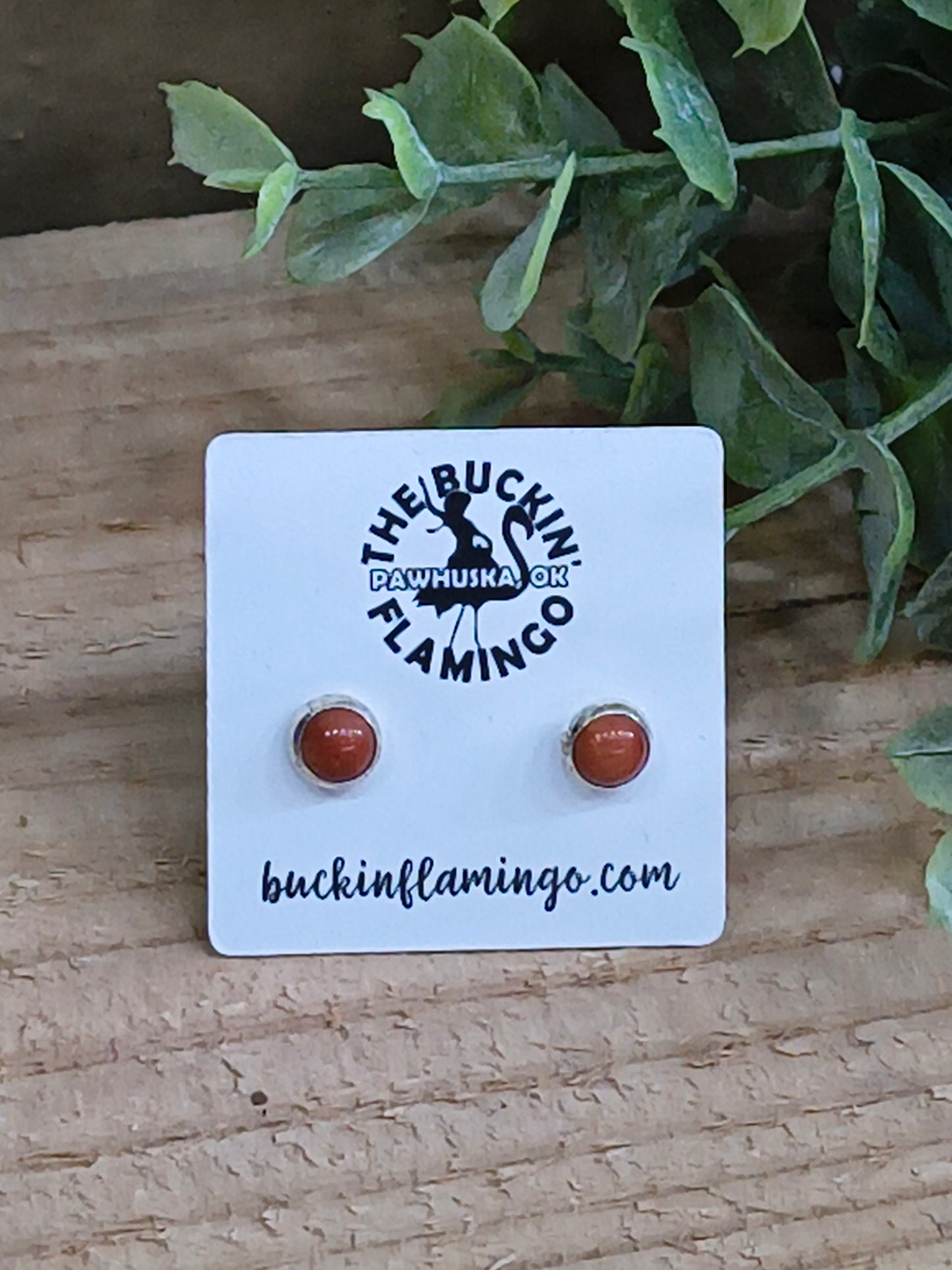6.5mm Red Coral Small Stud