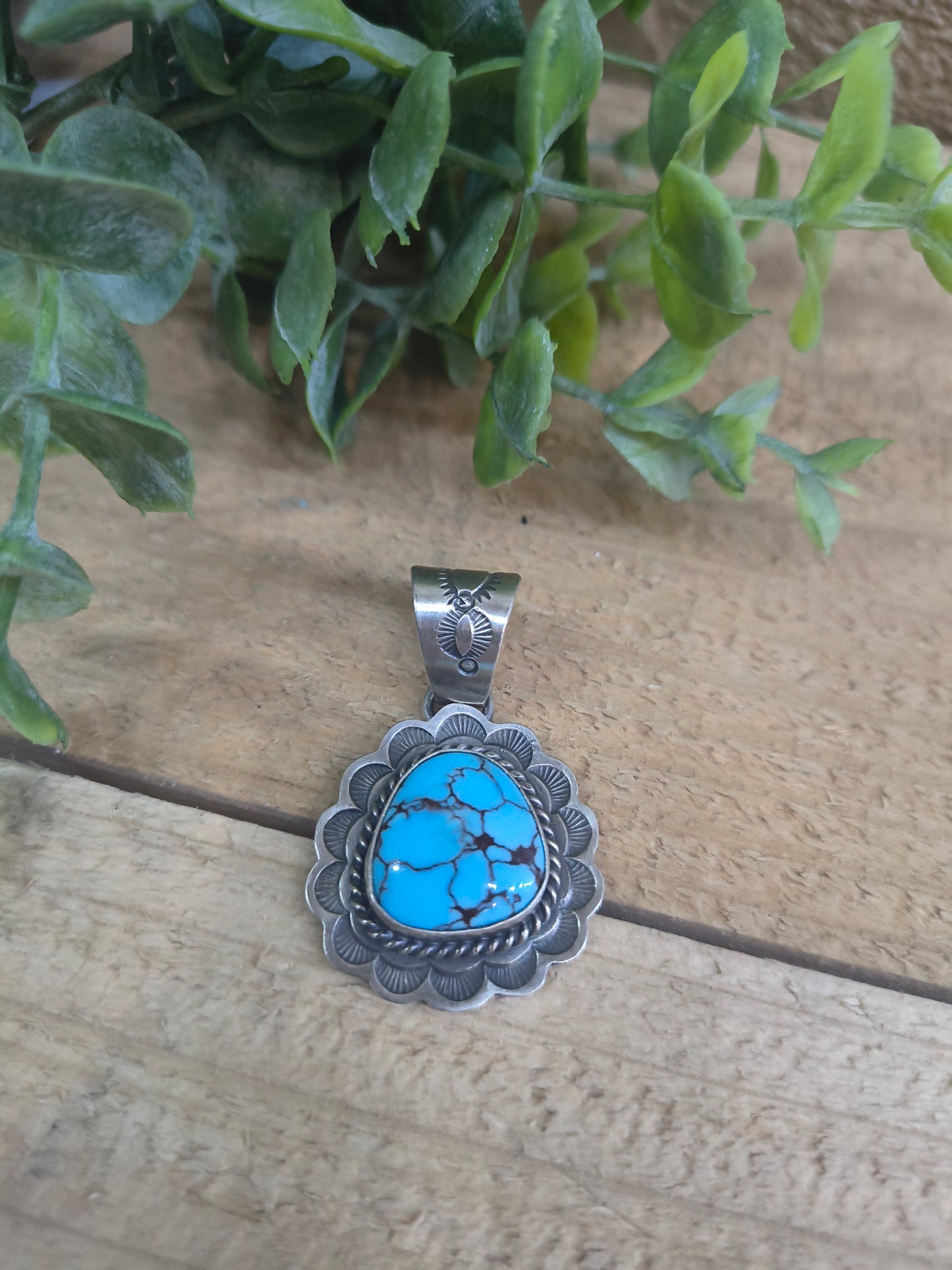 Egyptian Turquoise Pendant with 9mm Bale by John Nelson, Navajo