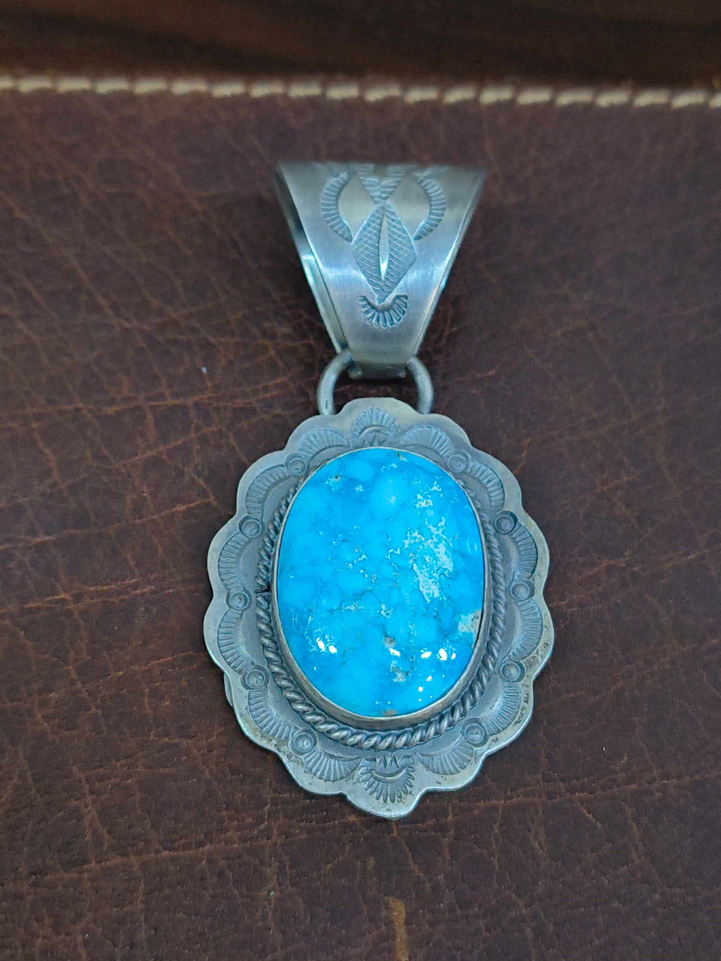 Kingman Water Web Turquoise Pendant w 11 mm Bail
