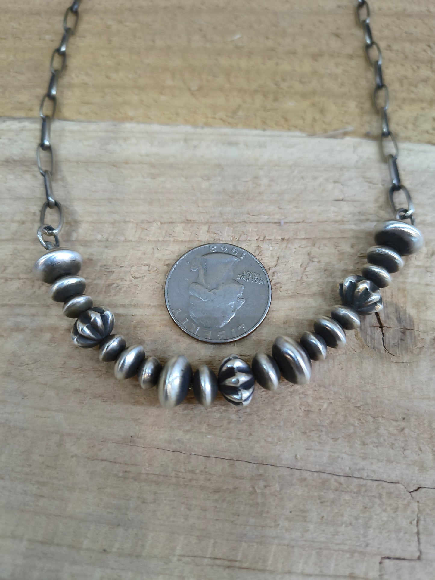 16.5" Handmade Navajo Pearl and Paperclip Necklace by James Begay, Jr., Navajo
