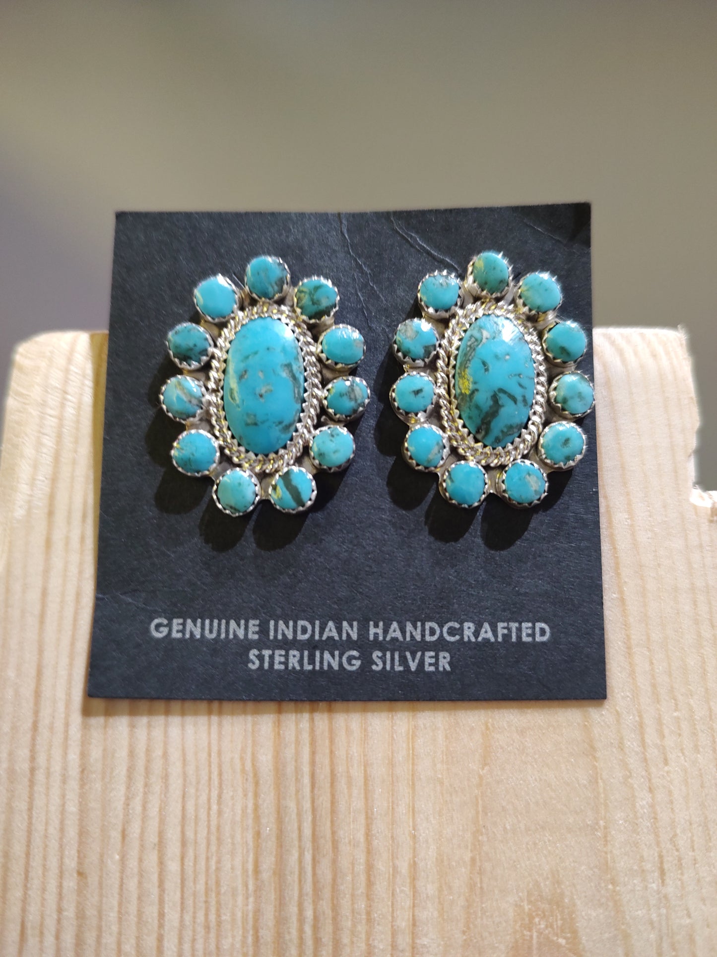 Cluster Kingman Turquoise Earrings