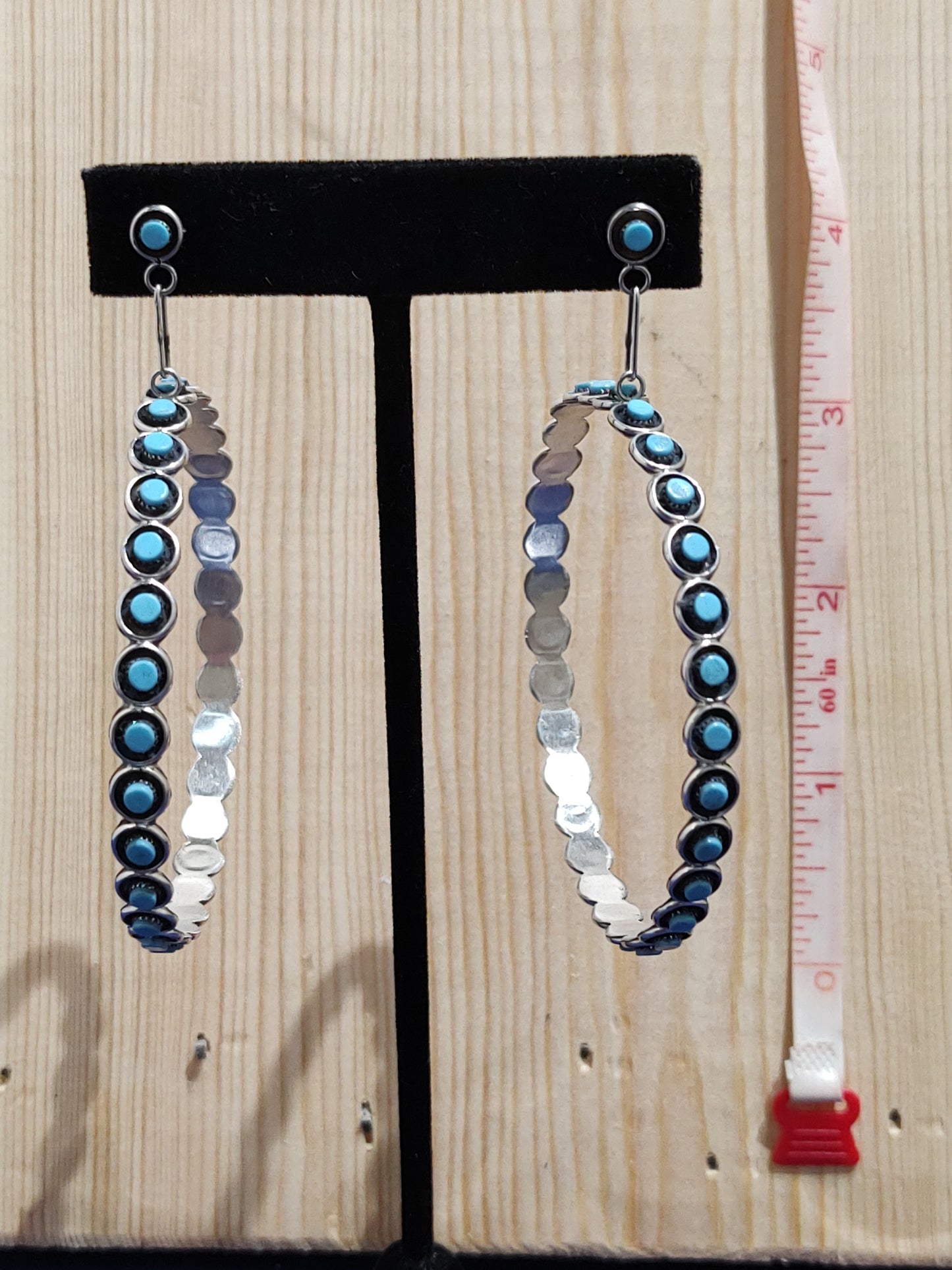 Turquoise Large Dangle Post Earrings