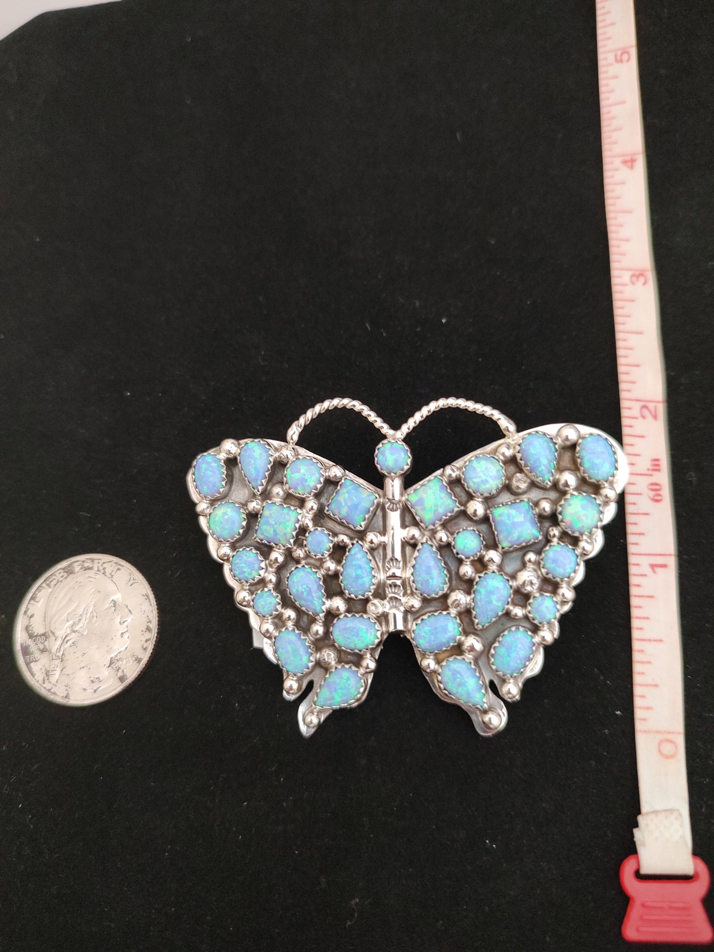 Opal Butterfly Pendant with Pin