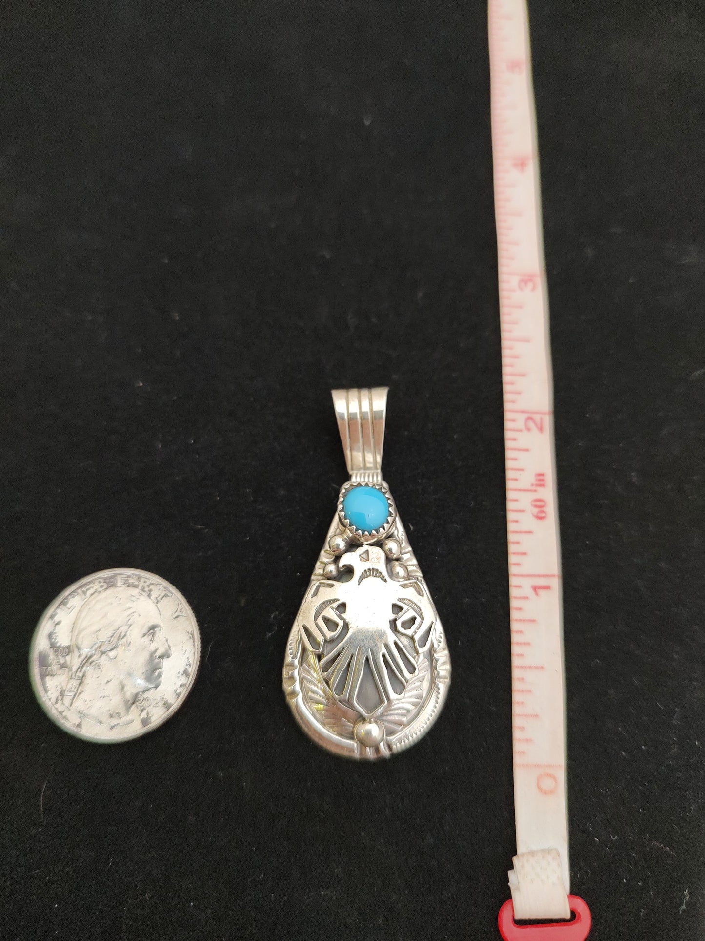 Kingman Turquoise Bird (left facing) Teardrop Pendant