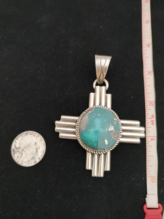 Round Kingman Turquoise Pendant