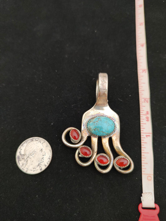 Kingman Turquoise and Amber Pendant