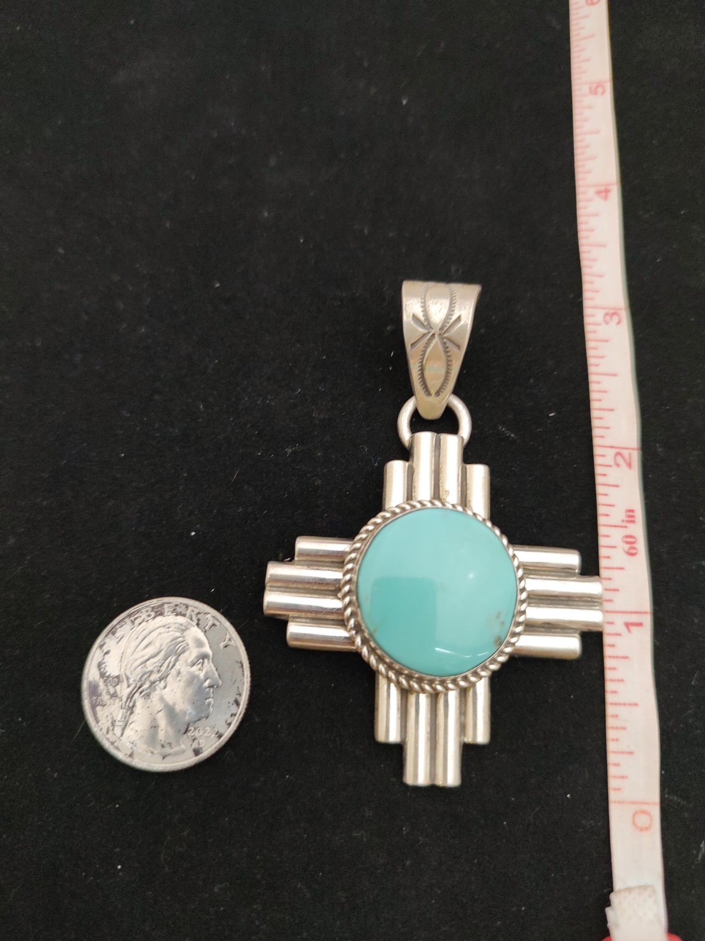 Round Kingman Turquoise Pendant