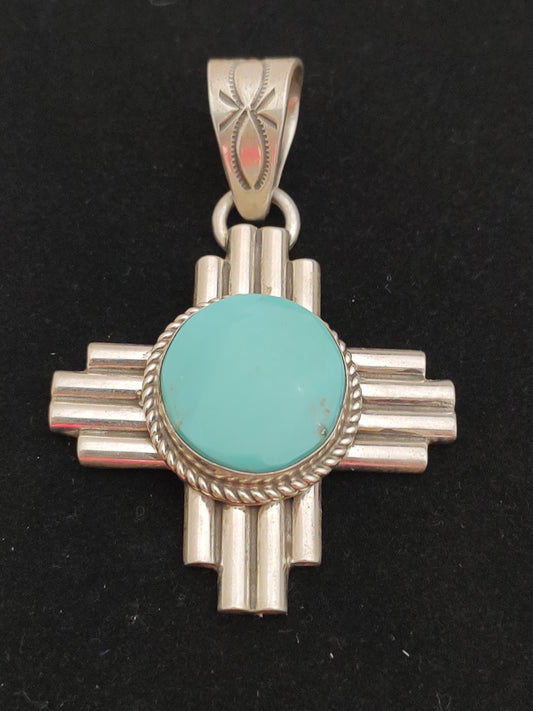 Round Kingman Turquoise Pendant