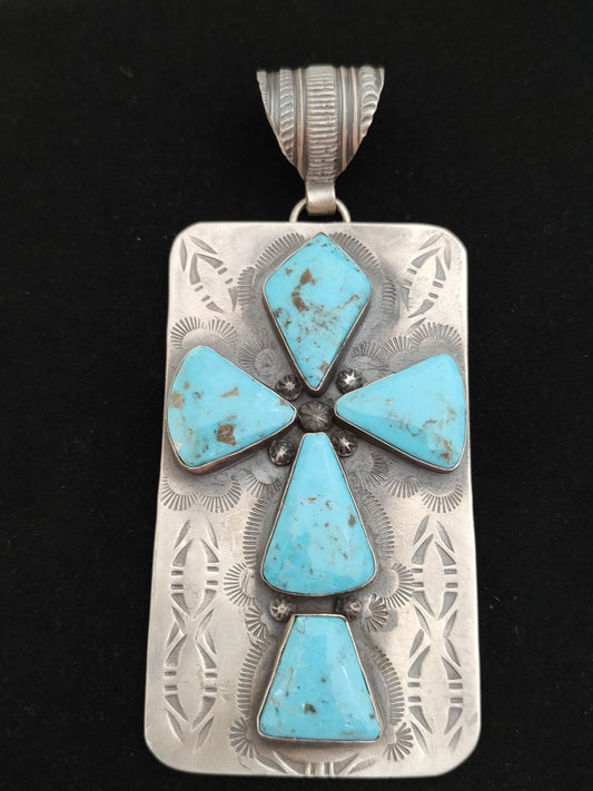 Kingman Turquoise Cross Pendant