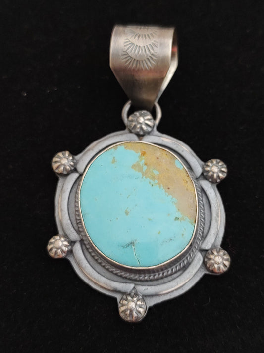 Round Kingman Turquoise Pendant