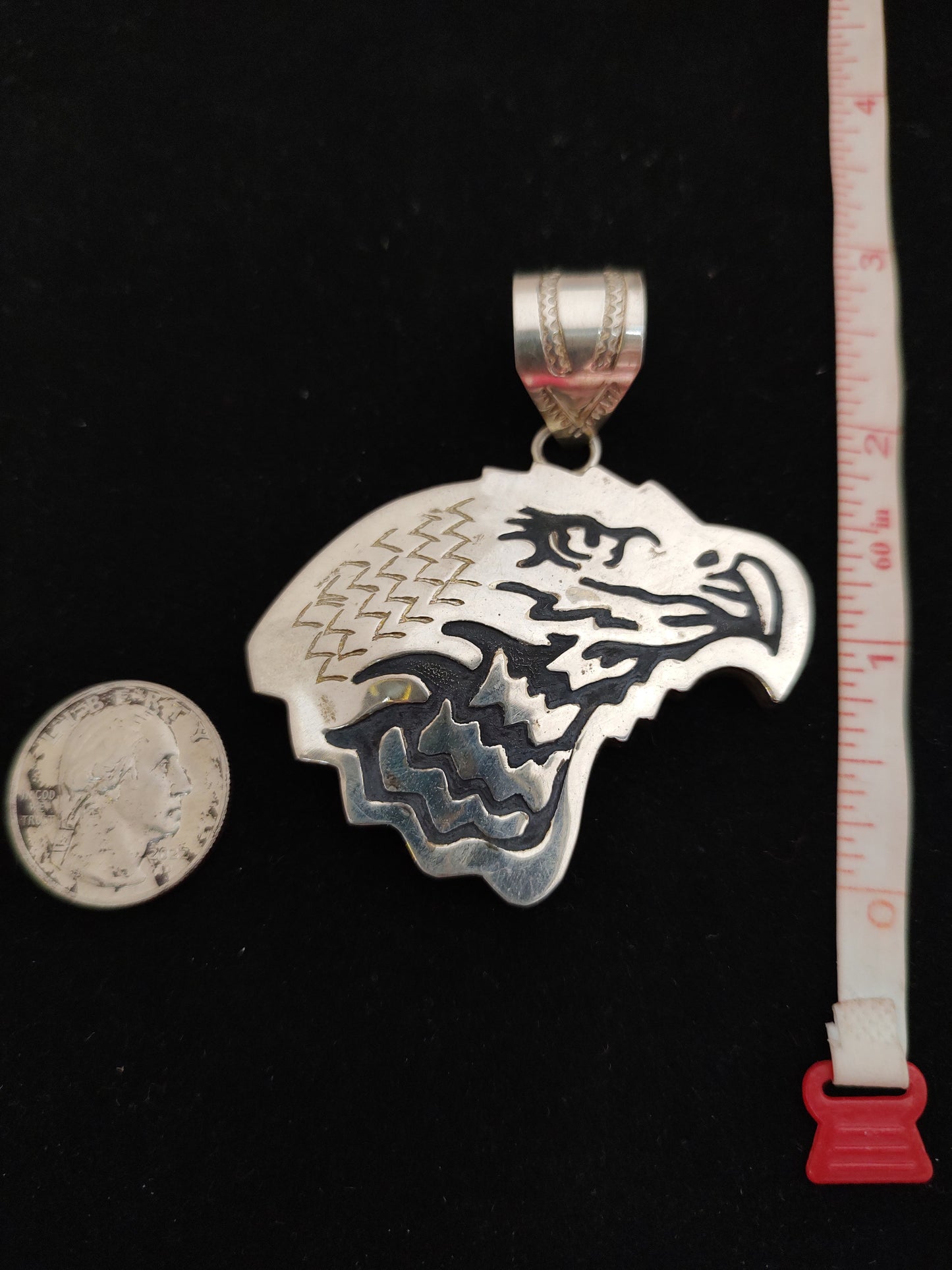 Silver Eagle Head Pendant by A. Mariano, Navajo