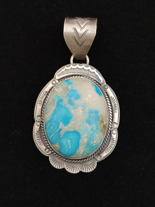 Round White Water Turquoise Pendant