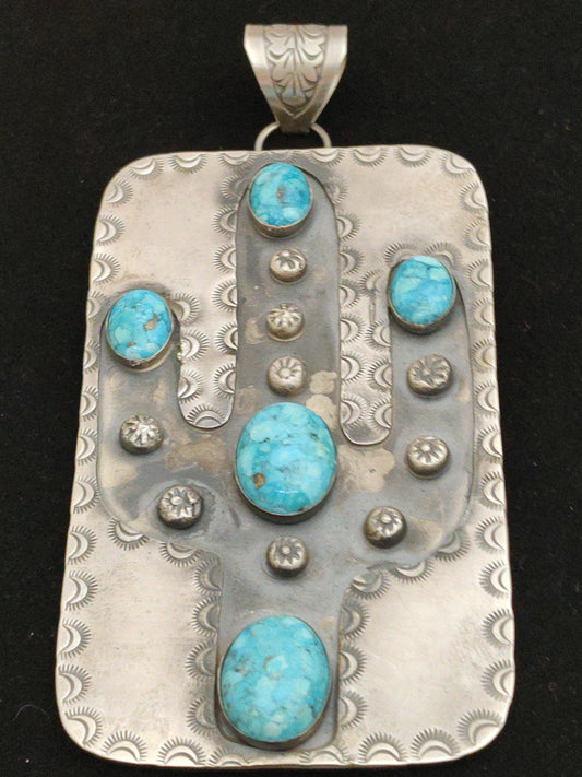 Cactus Pendant with Persian Turquoise Pendant