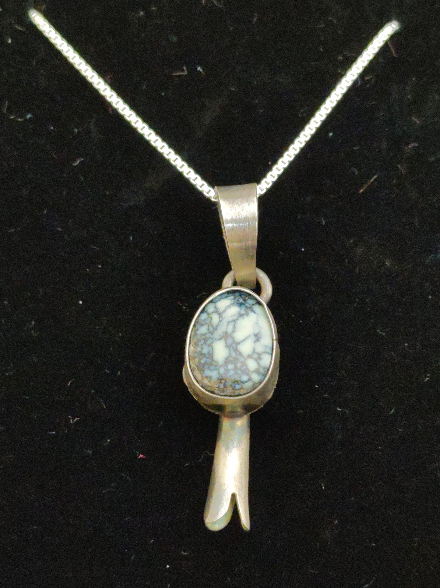 Lander Turquoise in Squash Blossom Pendant with 19 1/2 inch chain