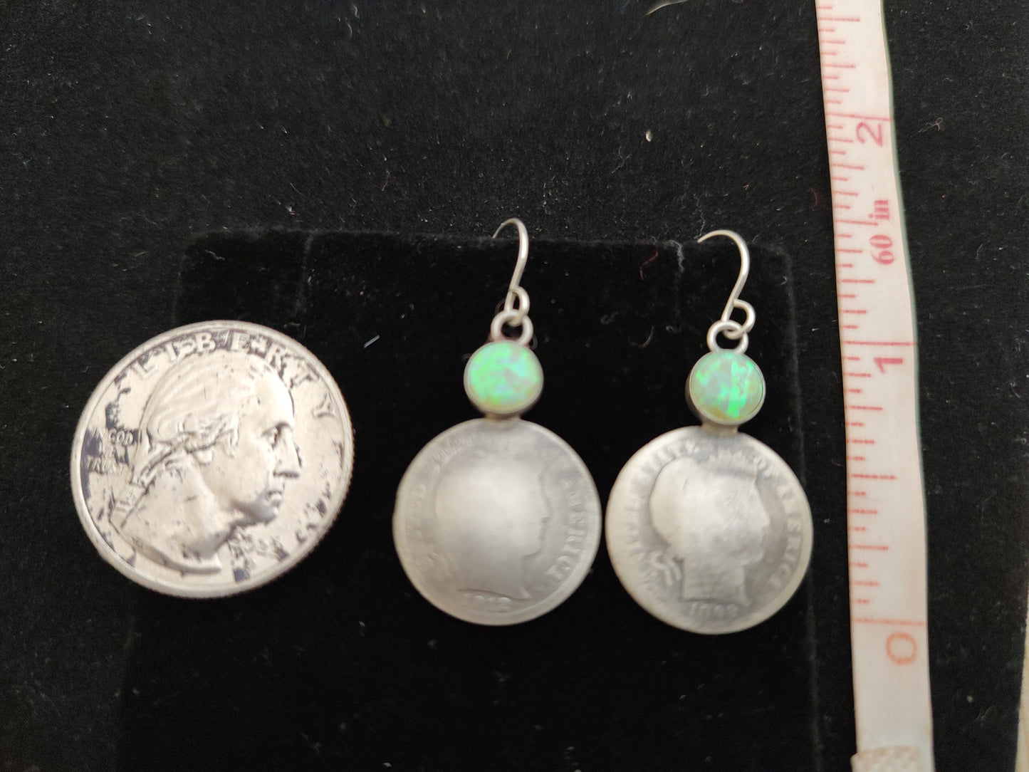Coin with Opal Dangle Earring