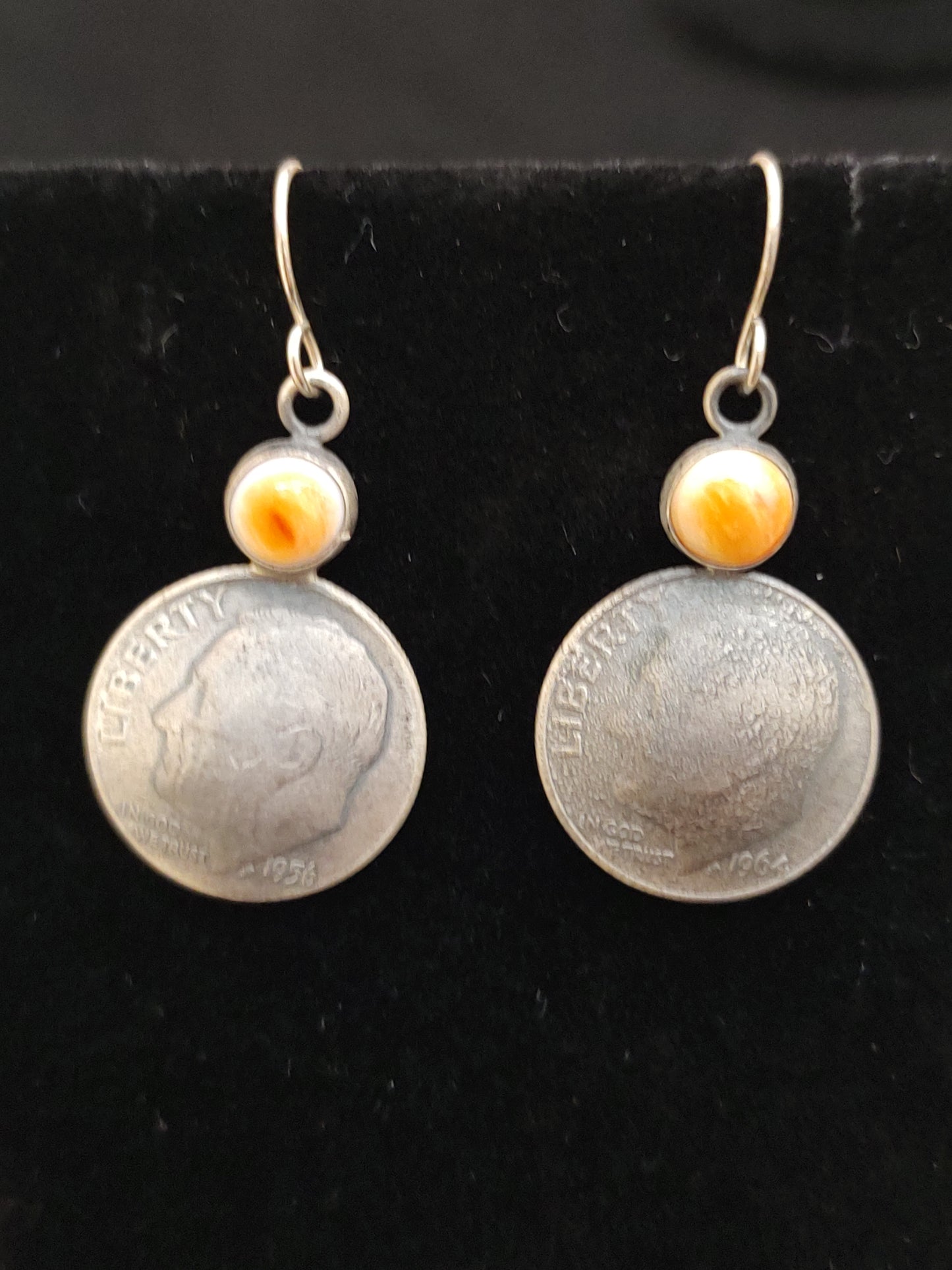 Dime with Spiny Oyster Dangle Earring