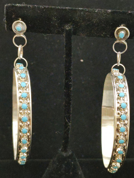 Sleeping Beauty Turquoise Post Dangle Earrings