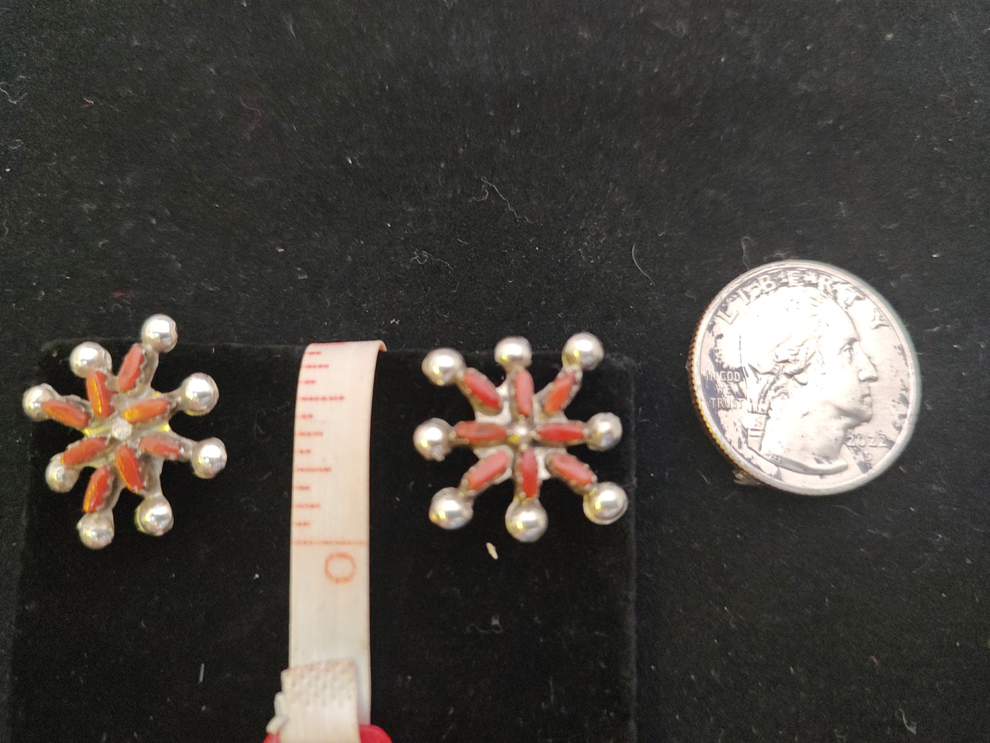 Coral Needlepoint Inlay Earrings