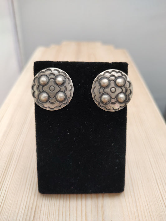 Sterling Silver Round Stamped Earrings