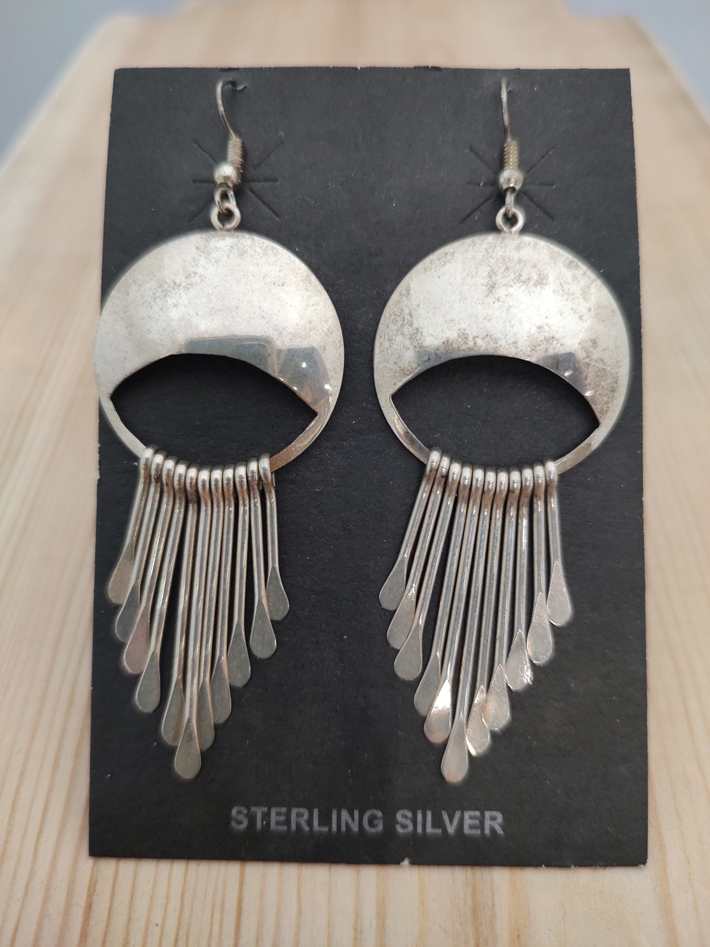 Silver Round Dangle Hook Earrings
