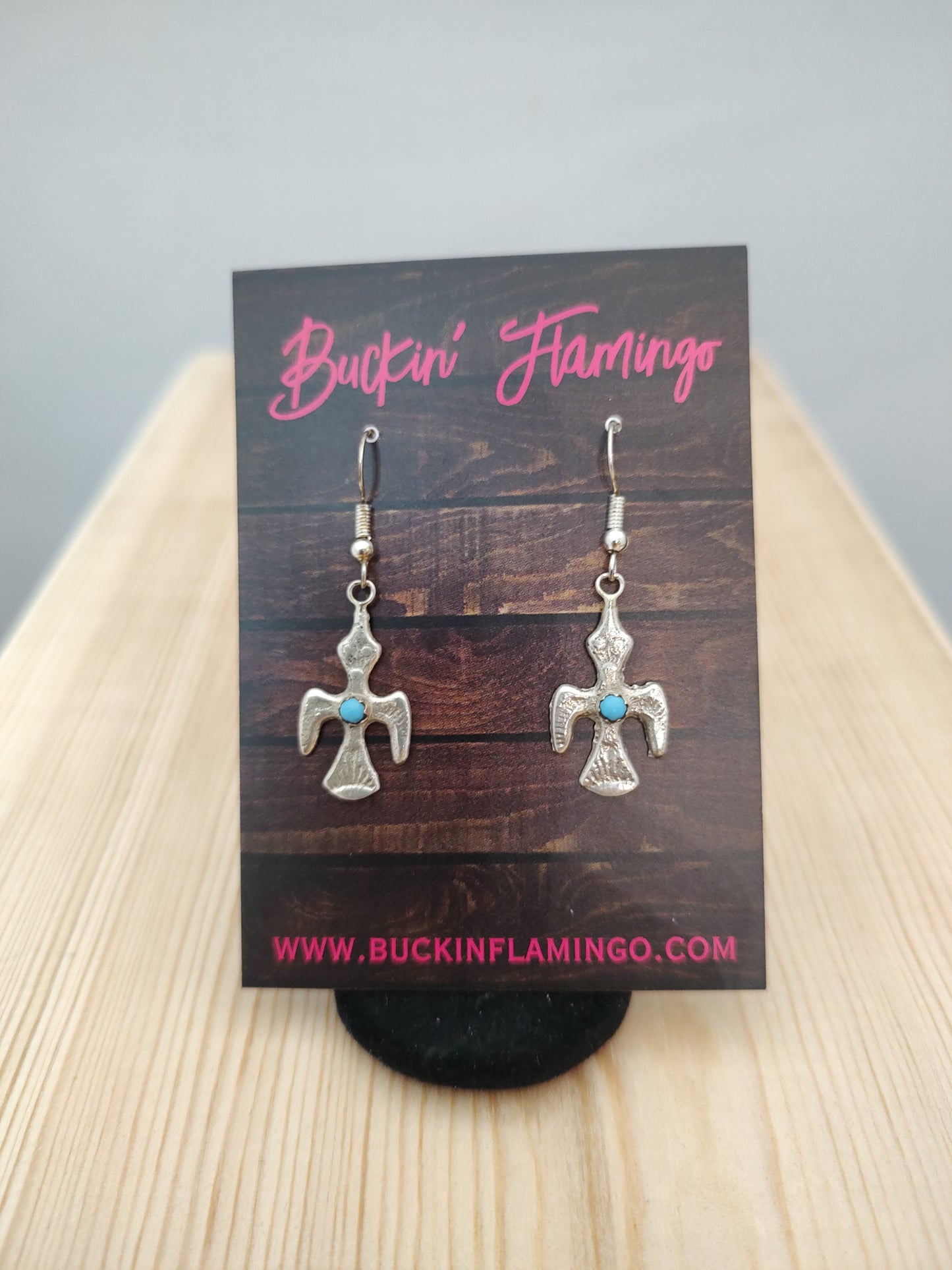 Sleeping Beauty Turquoise in Sterling Silver Bird Hook Earrings