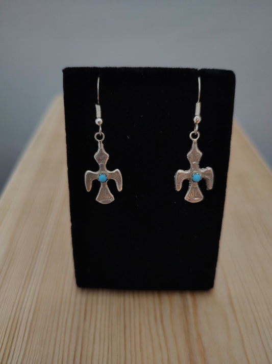 Sleeping Beauty Turquoise in Sterling Silver Bird Hook Earrings