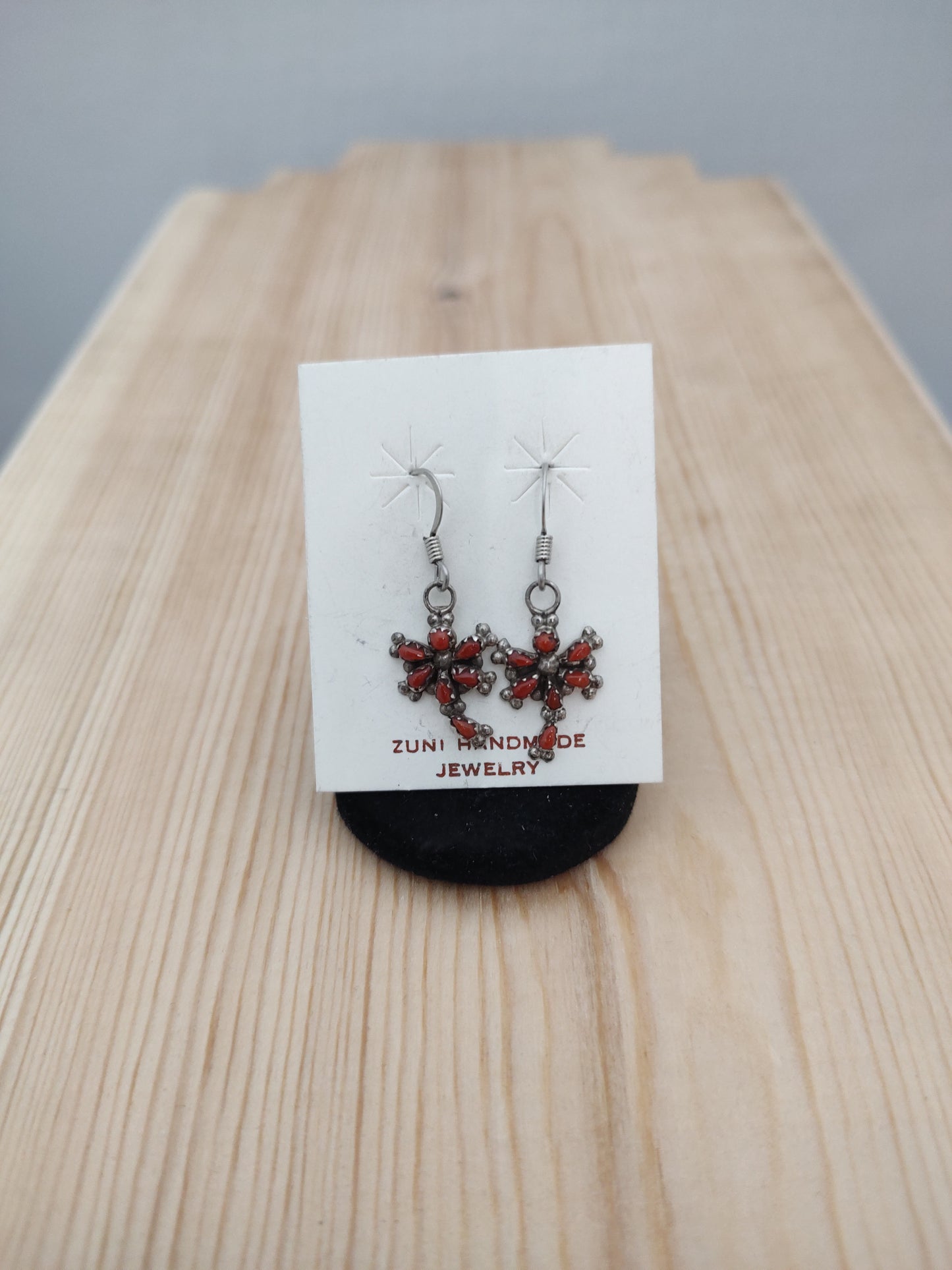 Coral Dragonfly Dangle Hook Earrings