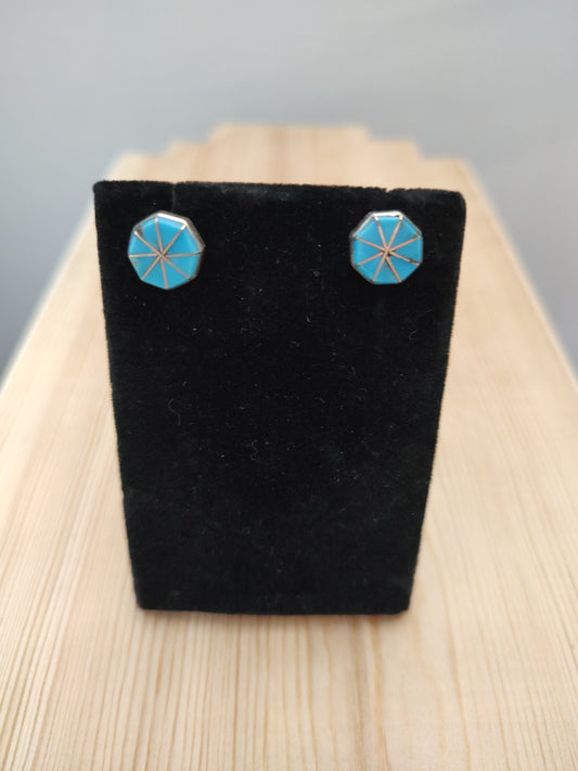 Sleeping Beauty Turquoise Inlay on Post Earrings