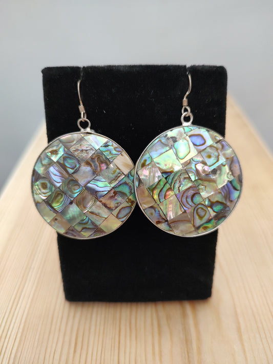 Abalone Inlay Double Sided Hook Earrings