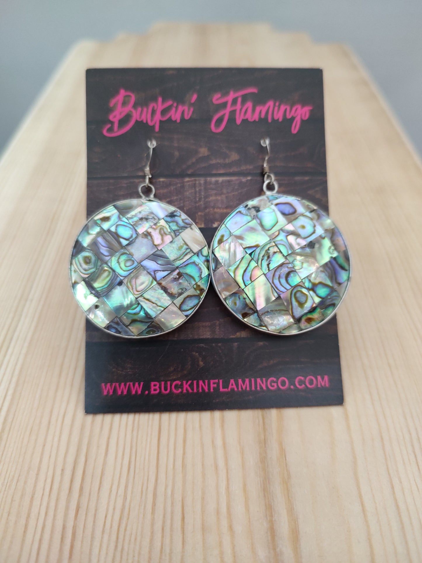 Abalone Inlay Double Sided Hook Earrings