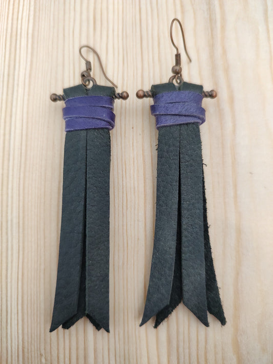 Leather and Hook Dangle Earrings