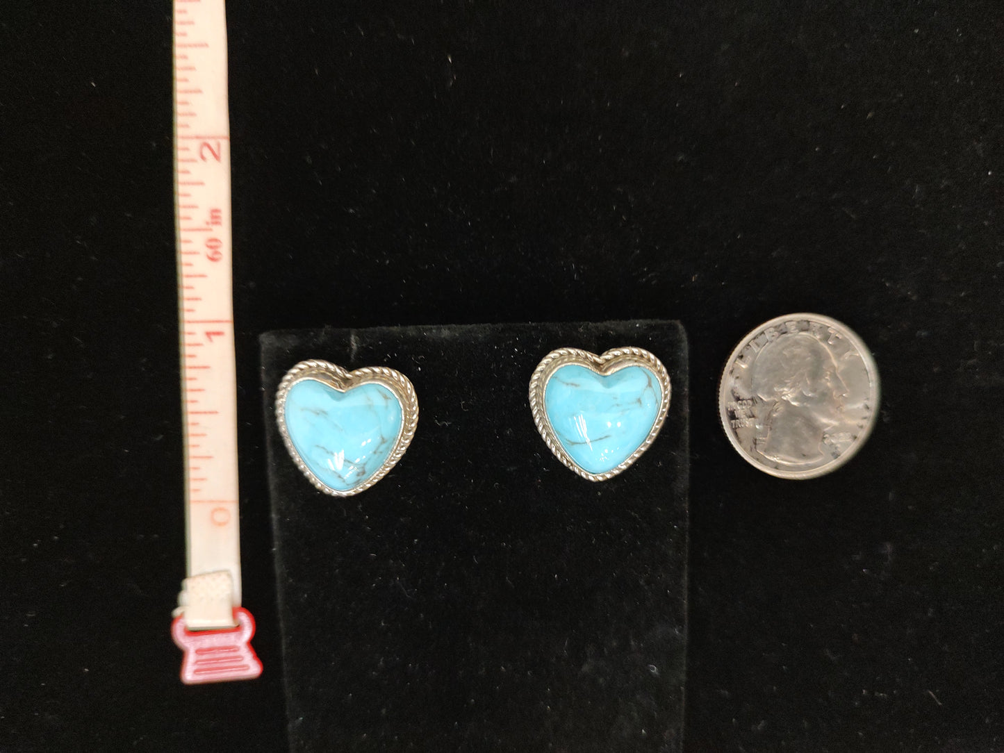 Heart Shaped Natural High Quality Kingman Turquoise Post Earrings